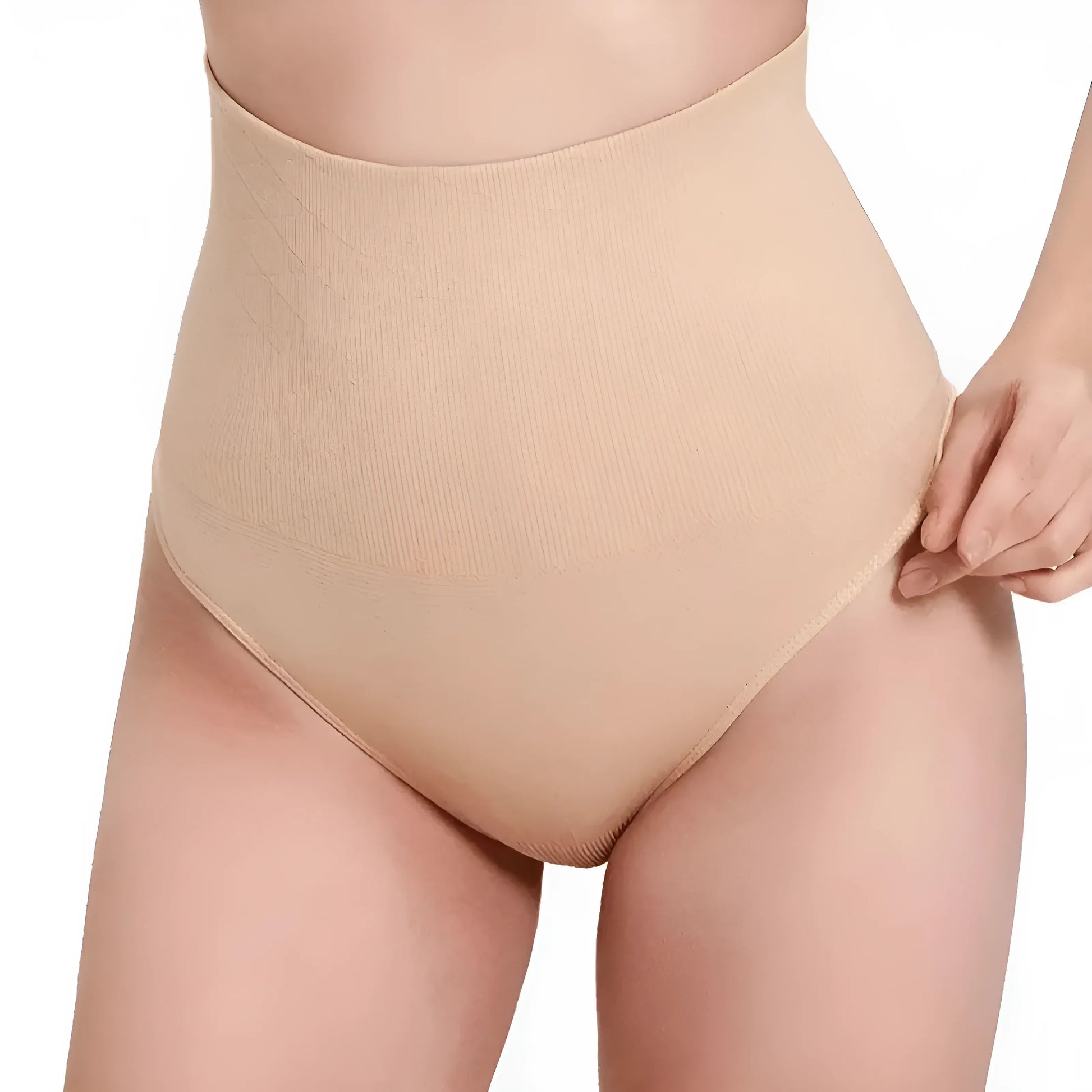 Beige Breathable High-Waisted Shaping Briefs