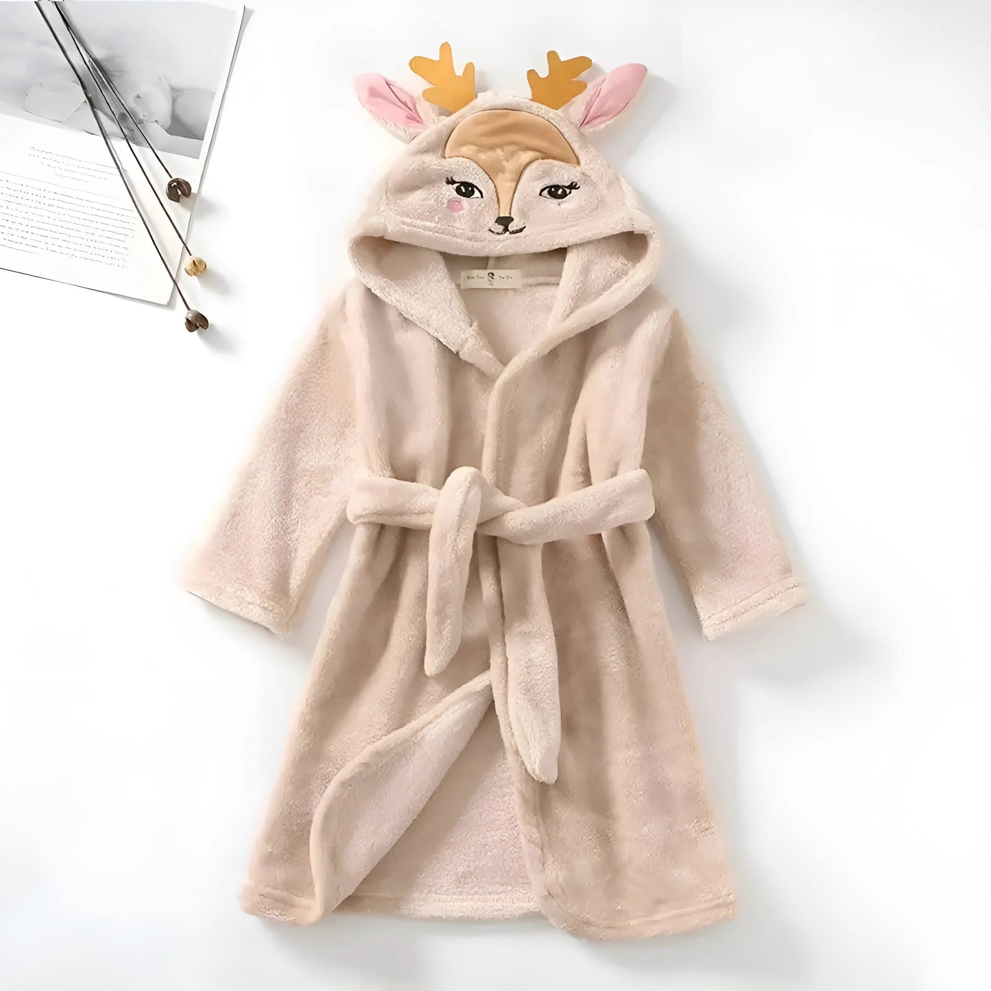 Beige Children's Dressing Gown with Fawn Design