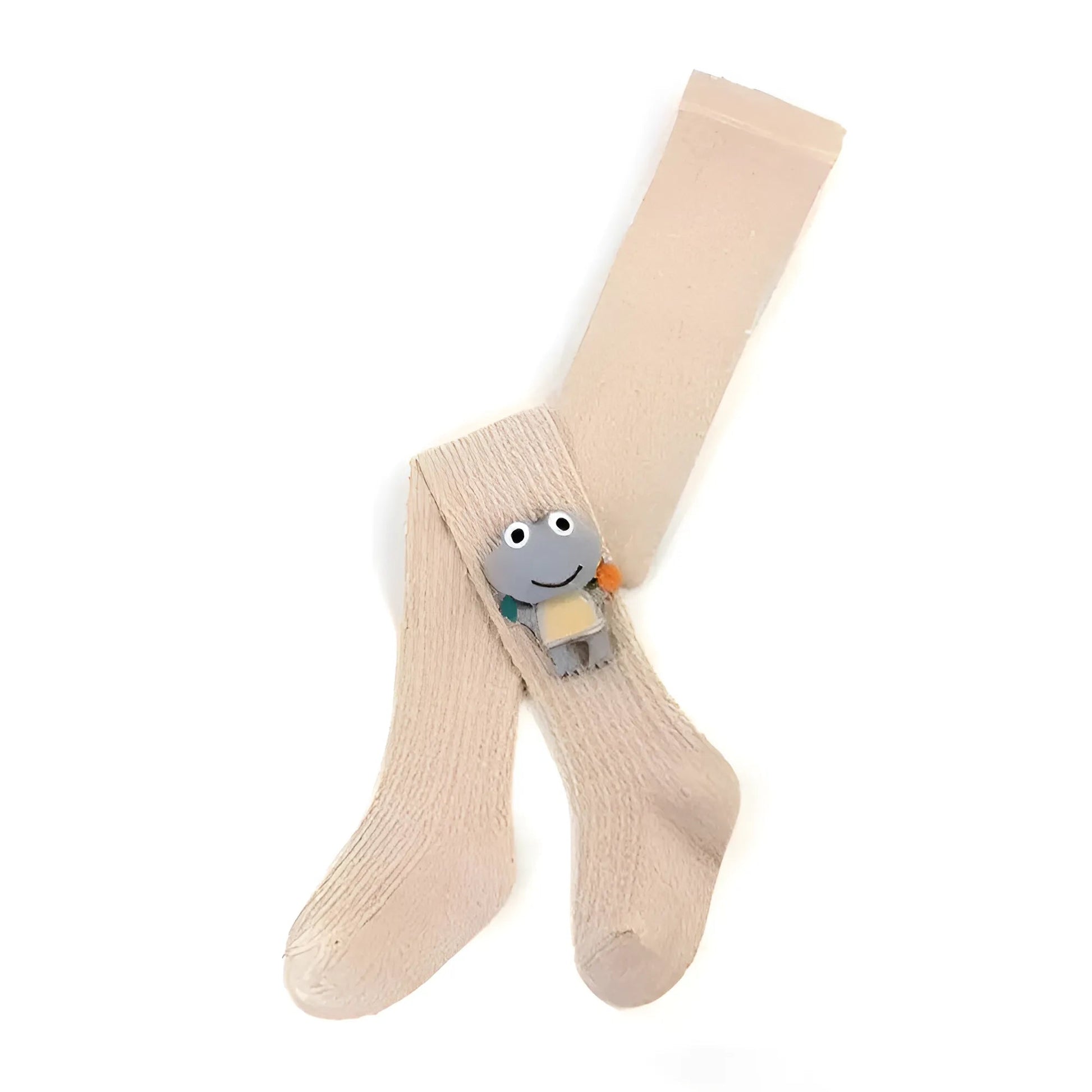 Beige Children's Tights with Frog Design