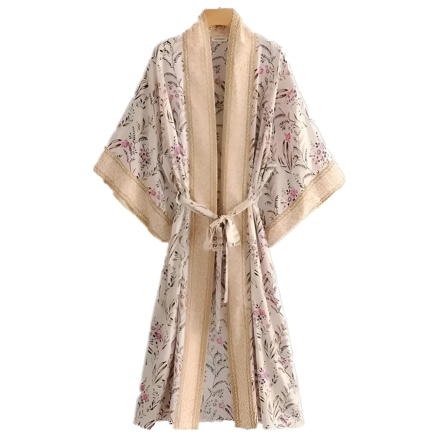 Beige Embellished Beach Kimono