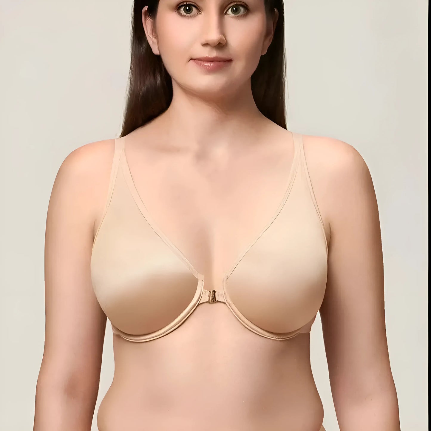 Beige Front Fastening Bra in Larger Sizes