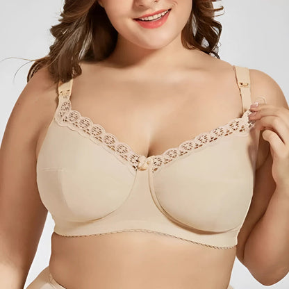 Beige Lace Nursing Bra in Plus Sizes