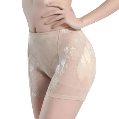 Beige Lace Push-Up Shorts for Enhanced Bum and Hips