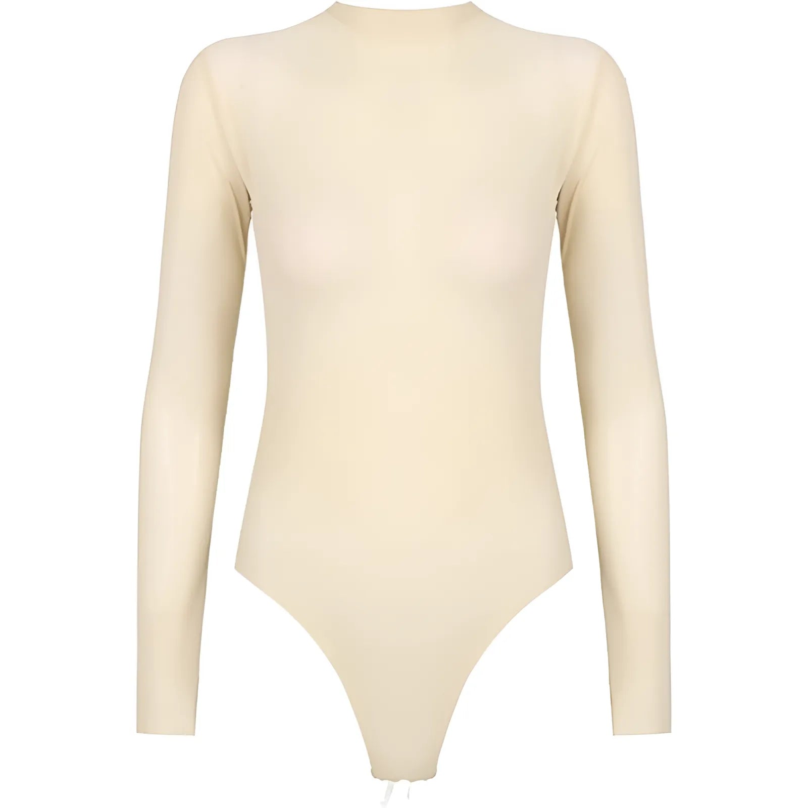 Beige Long Sleeve Mesh Body