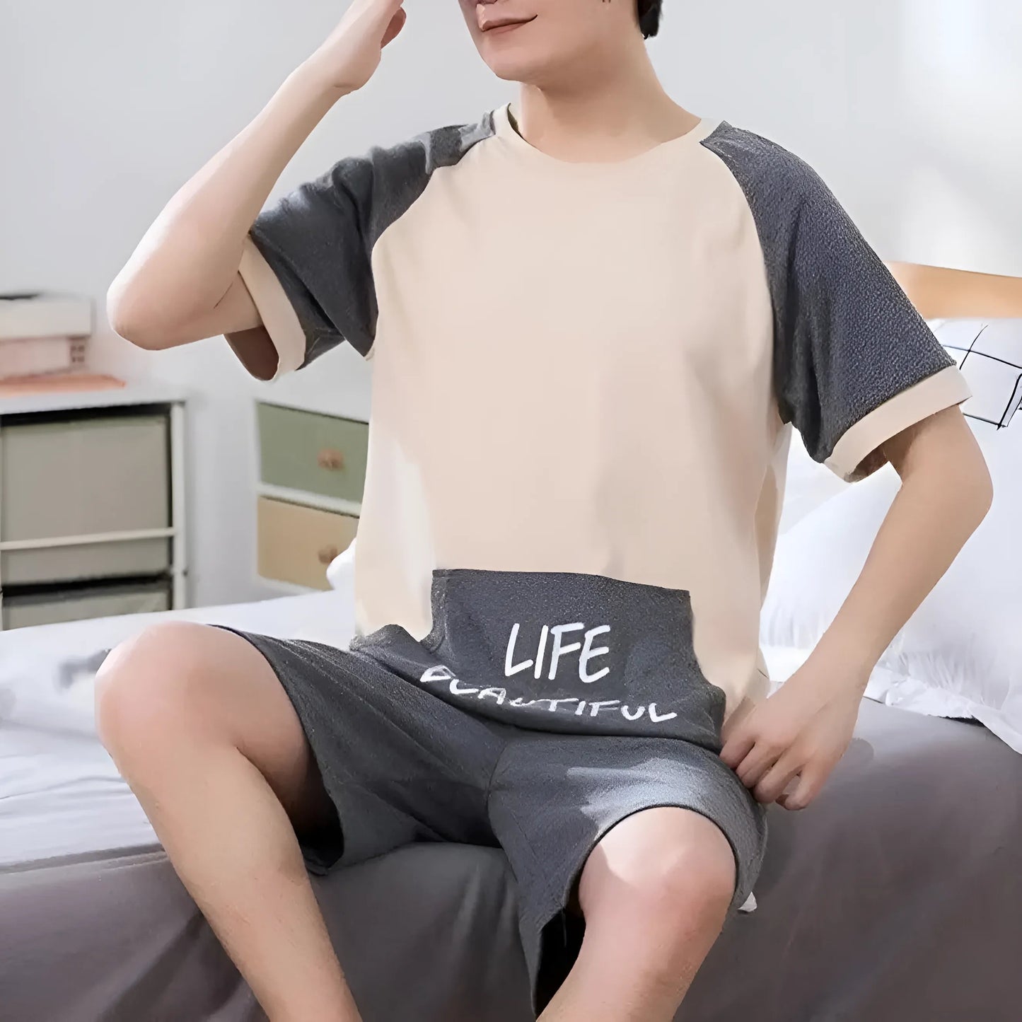 Beige Men's Pyjamas - LIFE BEAUTIFUL