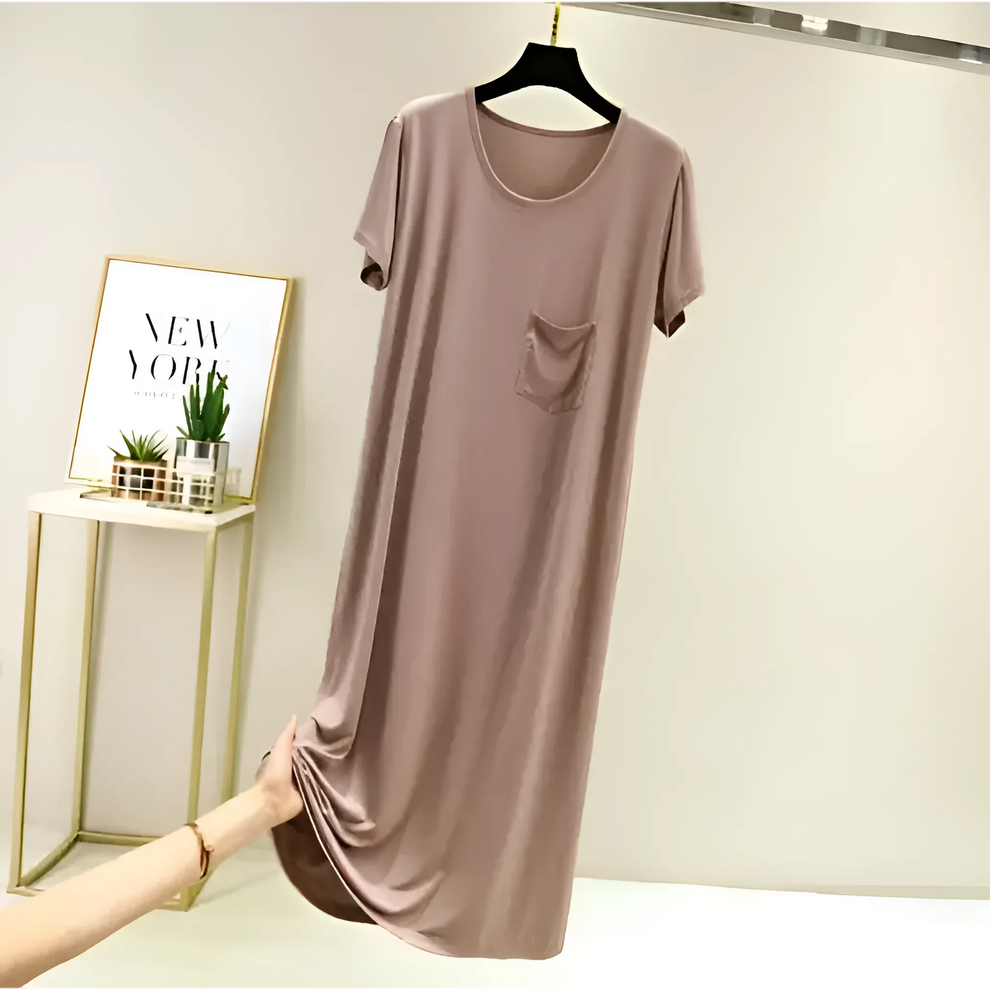 Beige Nightdress with Pocket