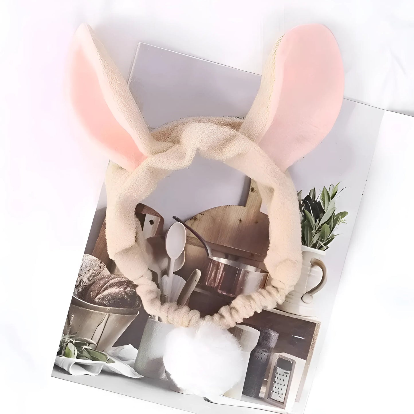 Beige Rabbit Ear Headband