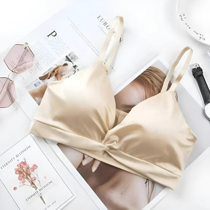 Beige Satin Bralette Bra