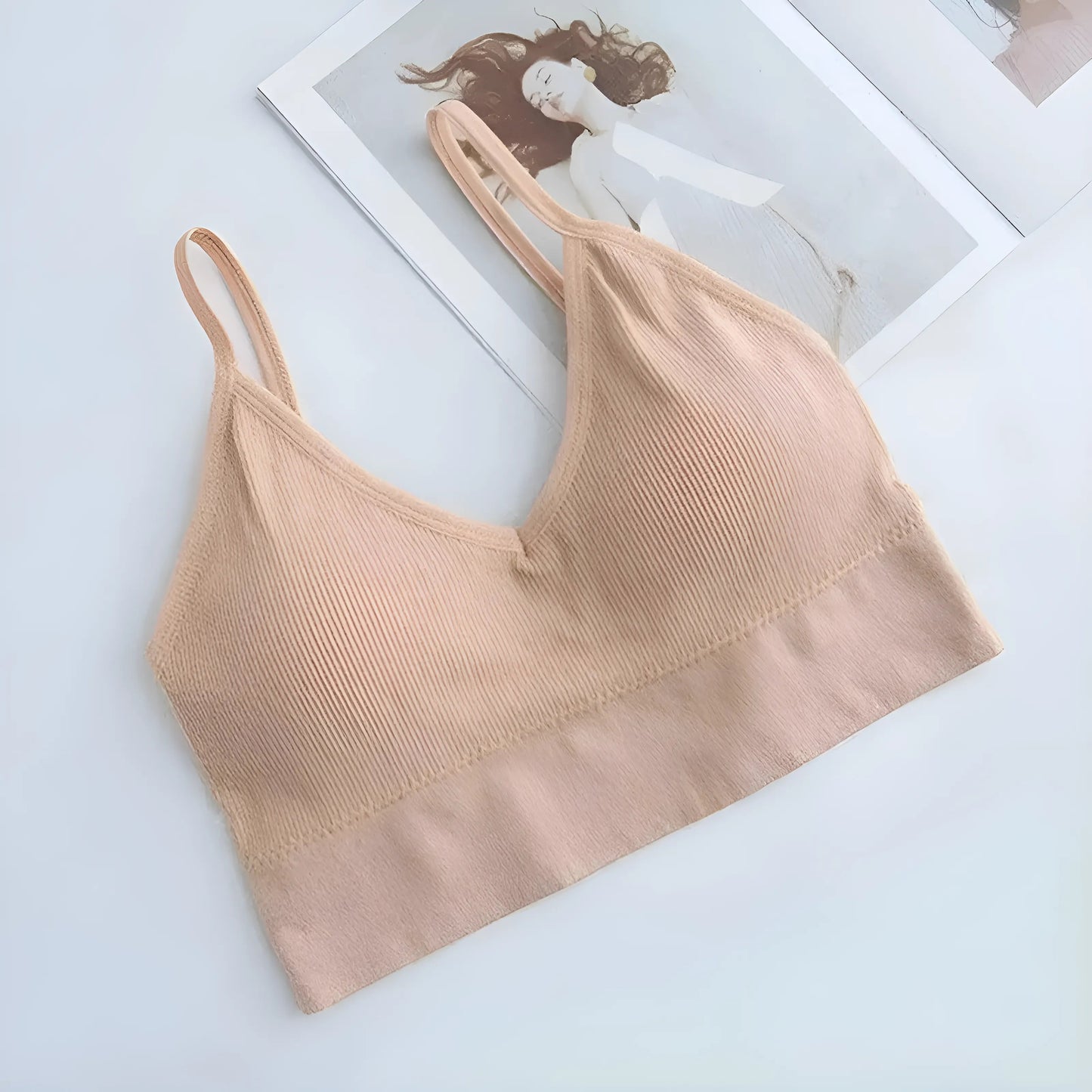 Beige Thin Strapped Sports Bra