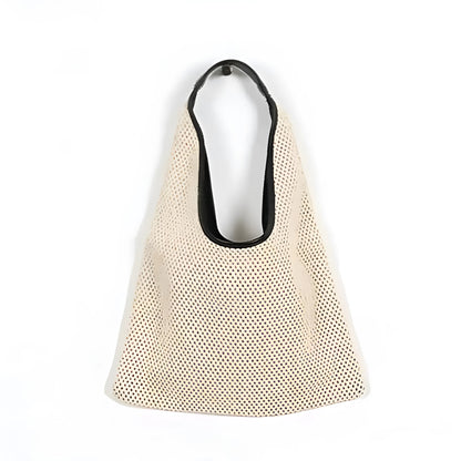 Beige Woven Beach Bag