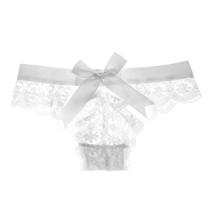 Lace String Thong with Bow