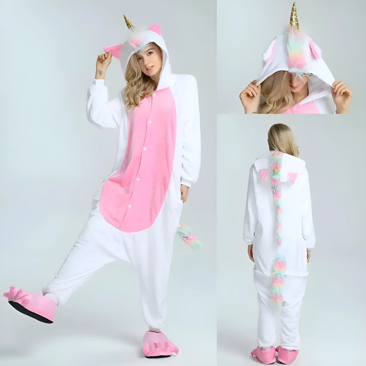 Biały Onesie jednorożec