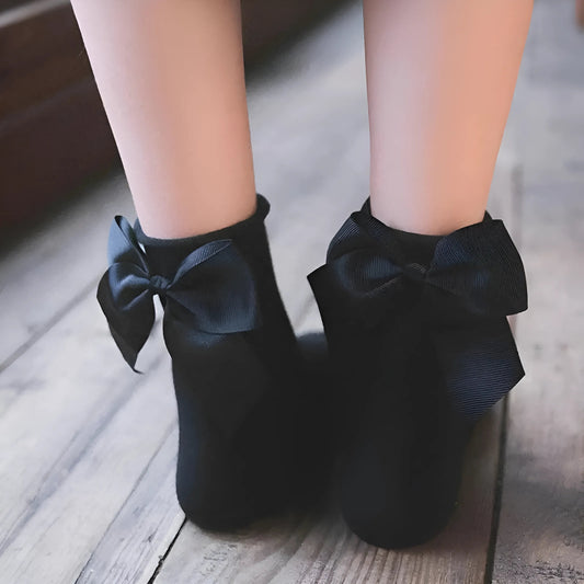 Black Ankle Socks with Decorative Bow