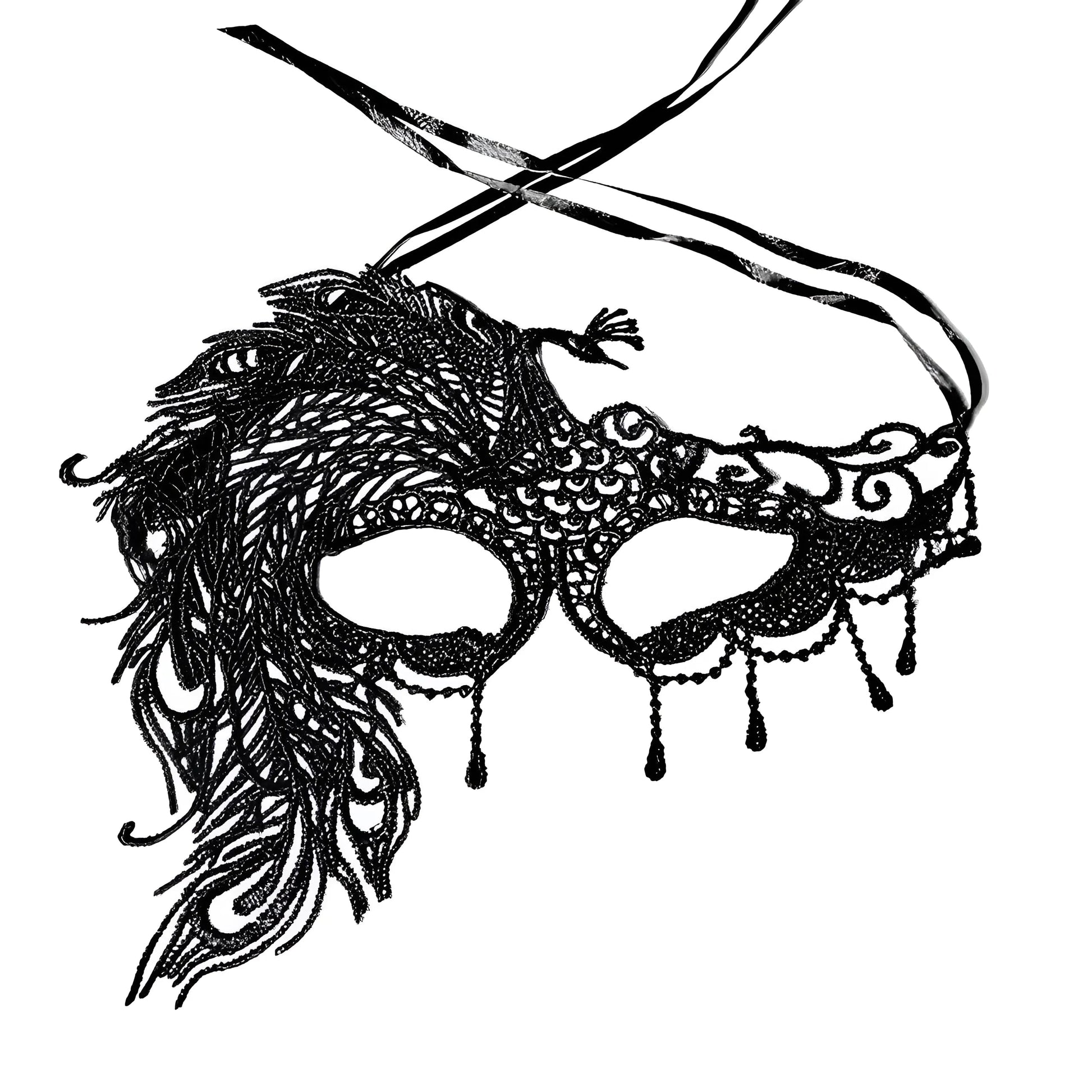 Black Asymmetrical Lace Mask