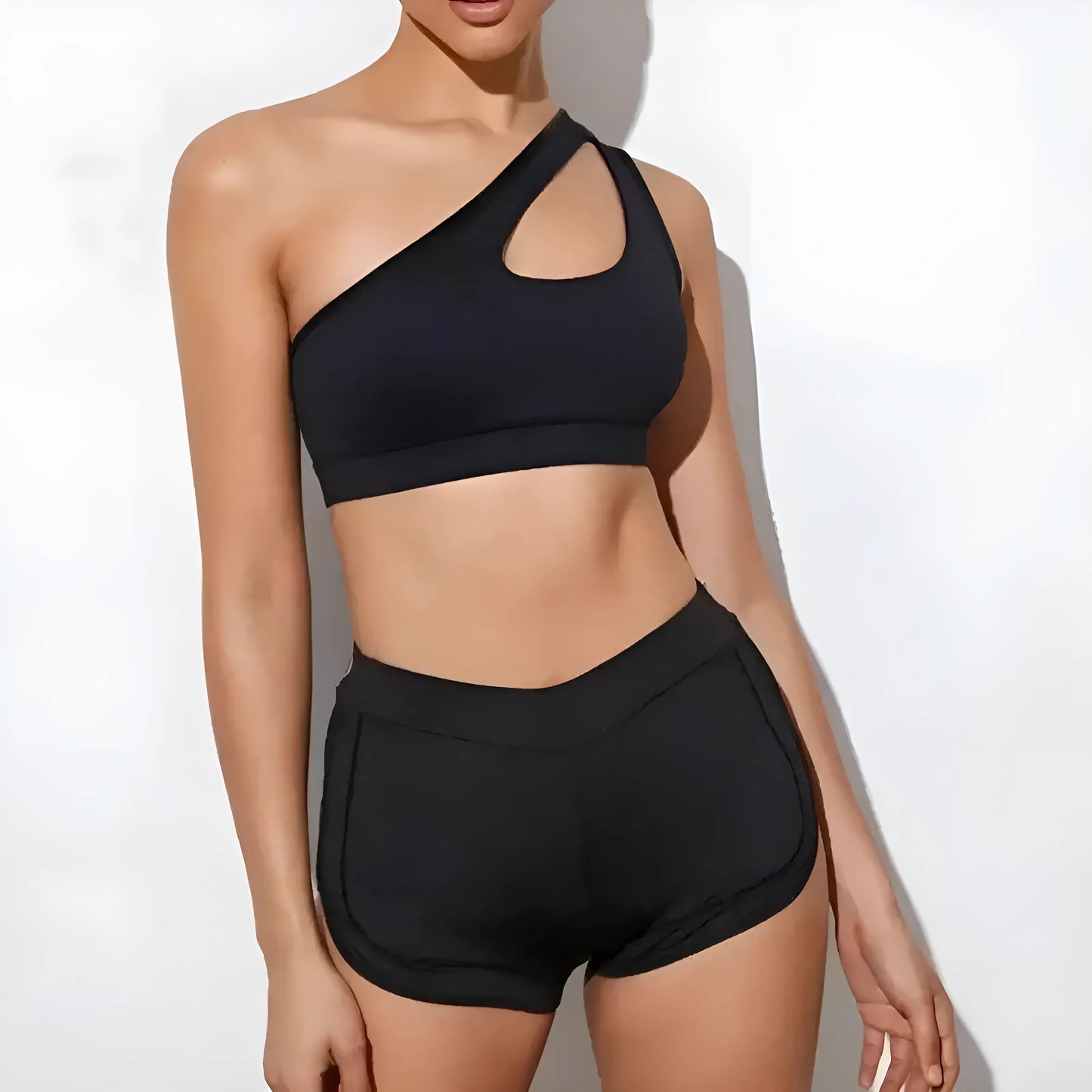 Black Asymmetrical Sports Bra