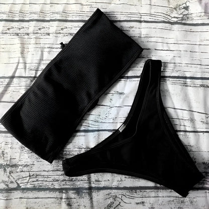 Black Bandeau Bikini Set