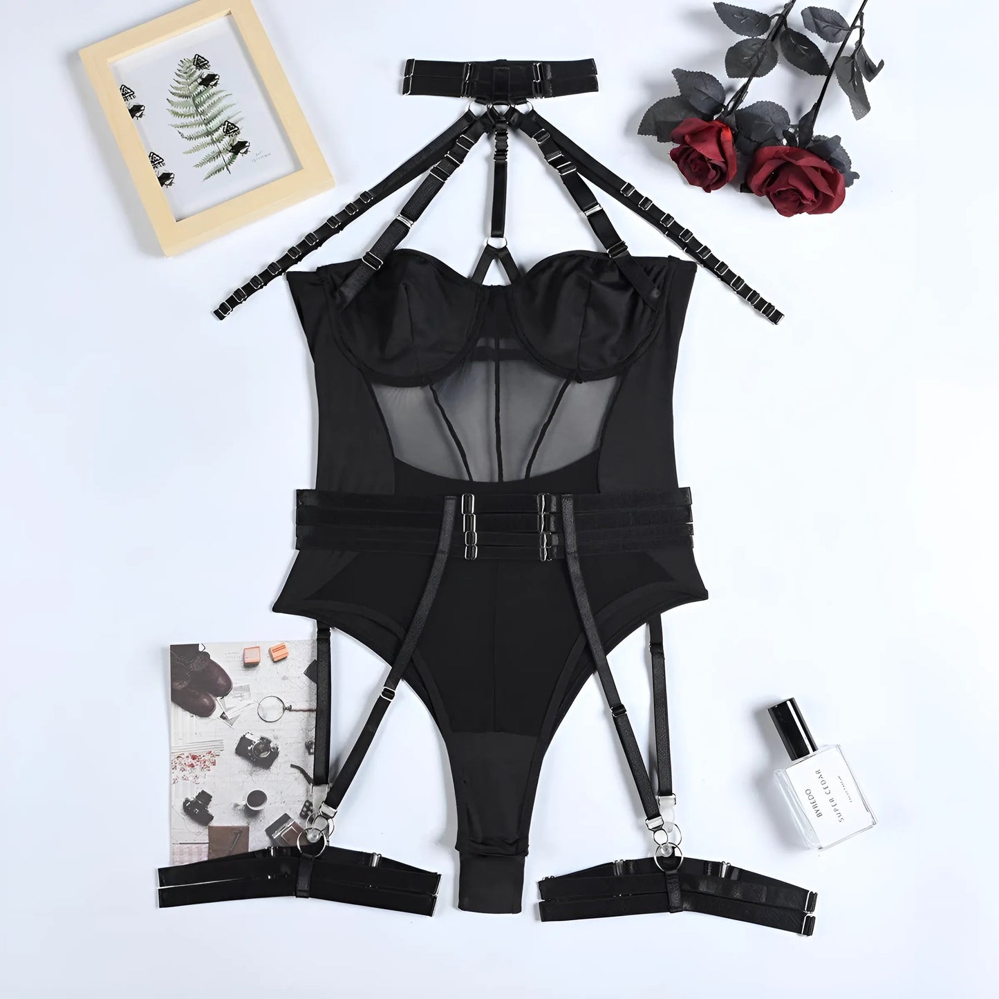 Black Body with Choker and Suspender Belt