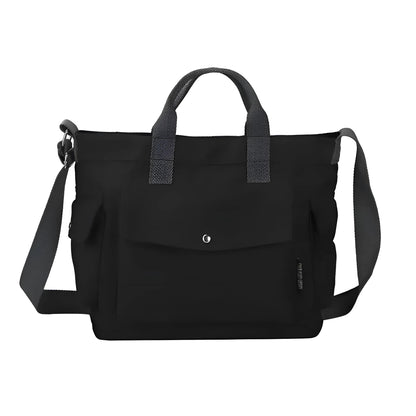 Black Canvas Tote Bag with Pockets