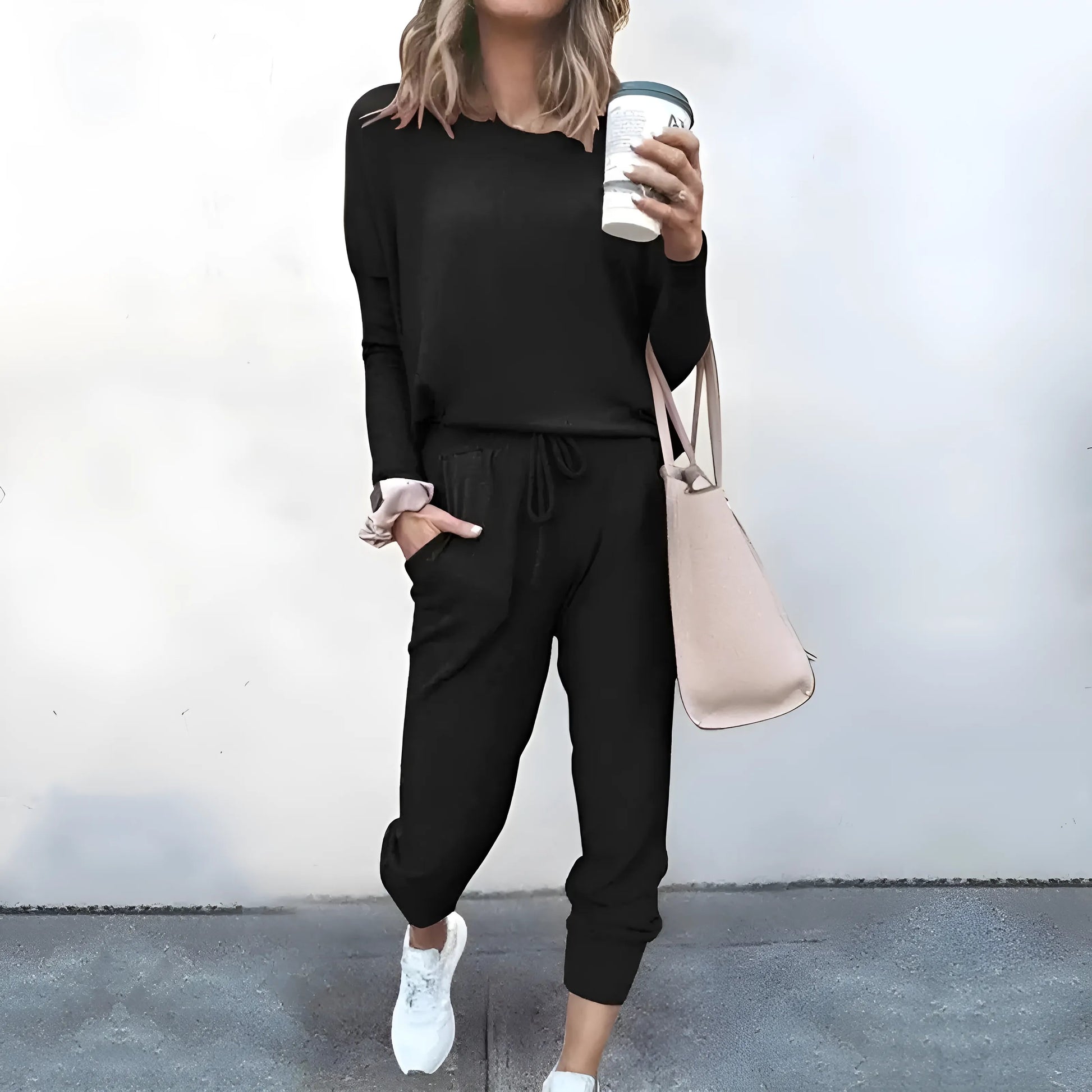 Black Casual Tracksuit Set