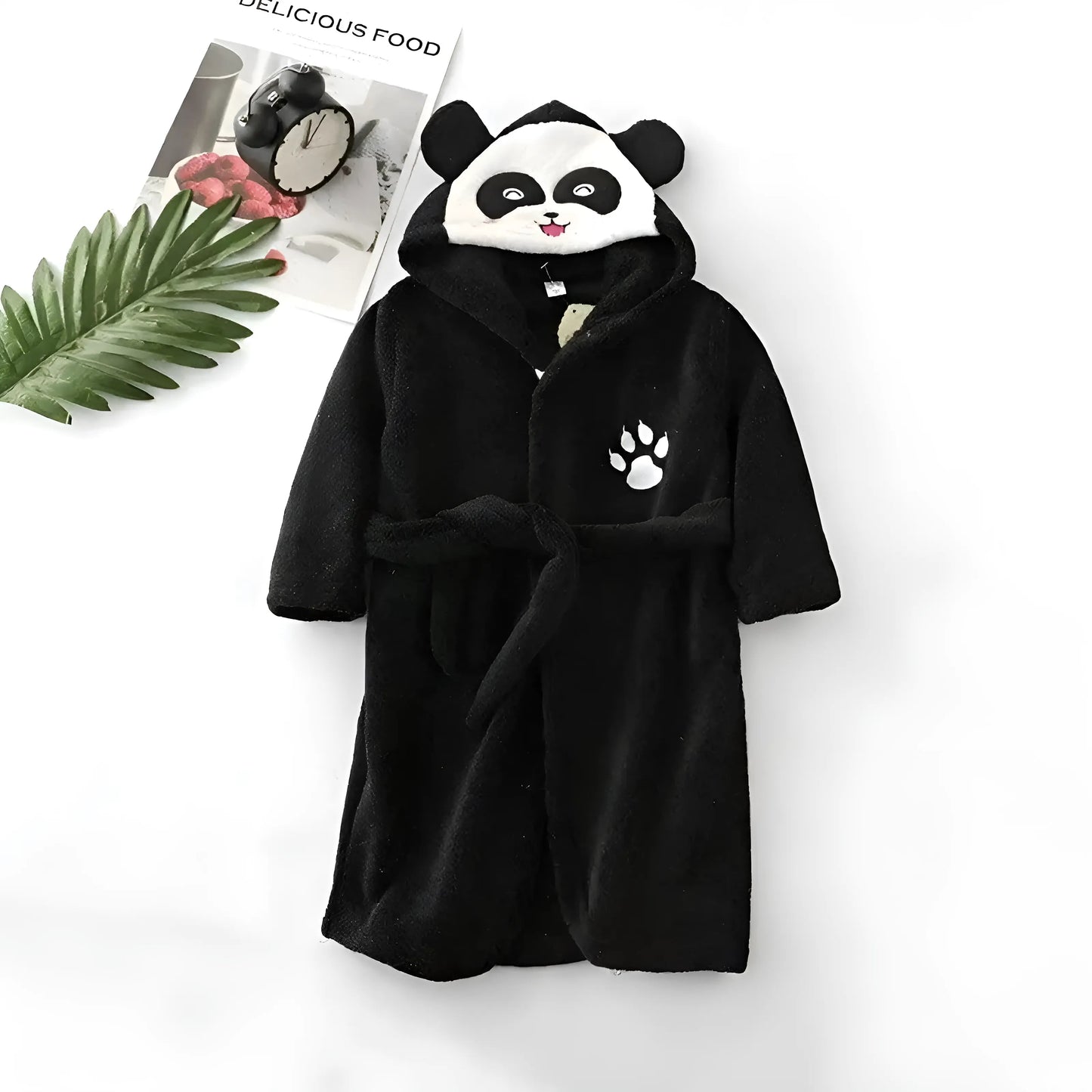 Black Children's Panda Print Bathrobe