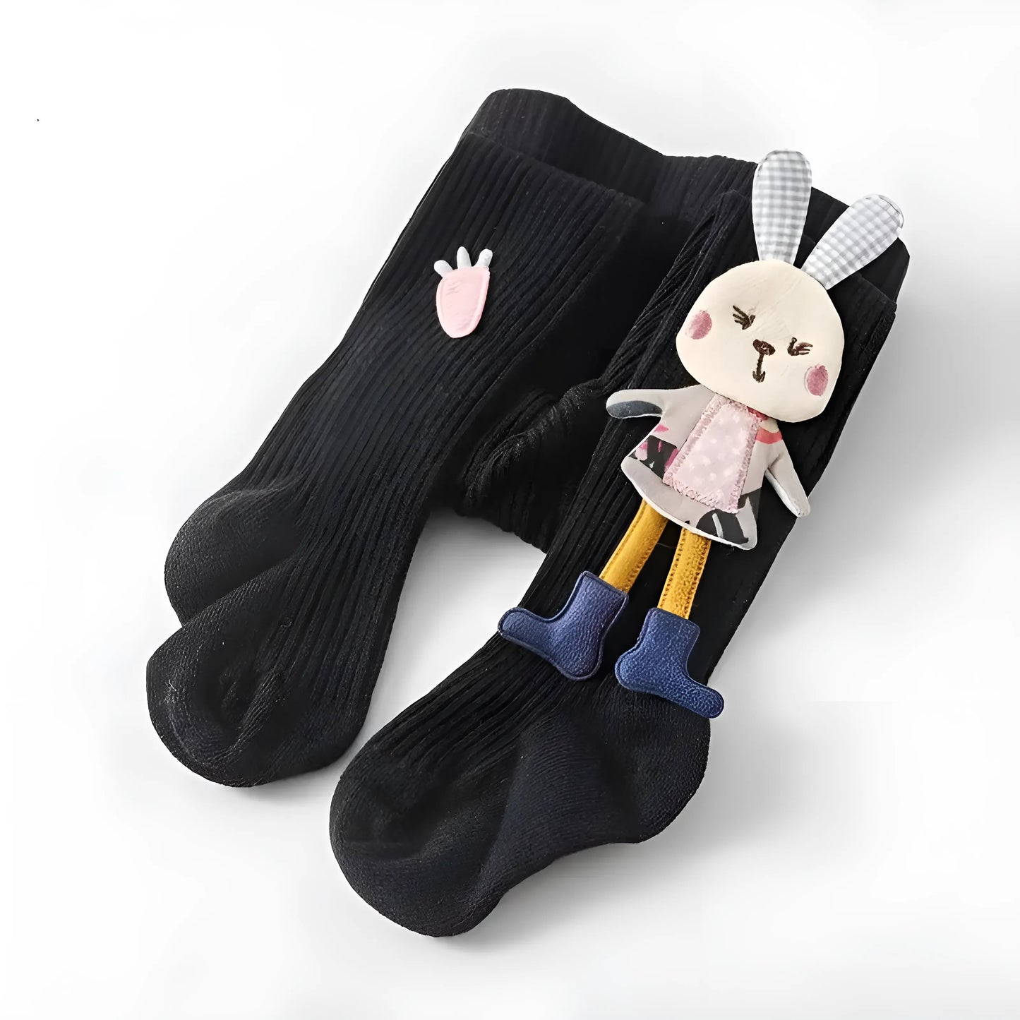 Black Children's Tights with Bunny Design