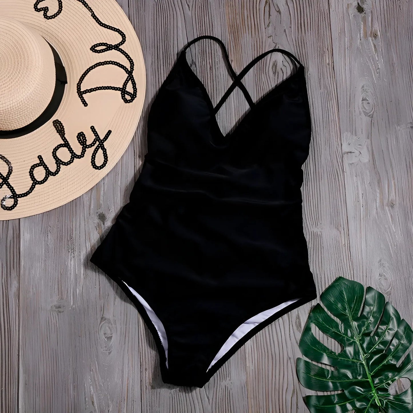 Black Classic Backless Swimsuit