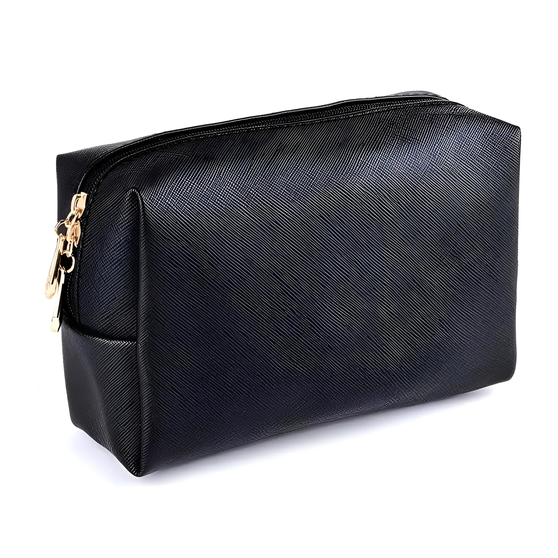 Black Classic Cosmetic Bag with Gold Zippers