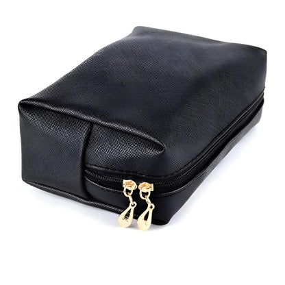 Black Classic Cosmetic Bag with Gold Zippers