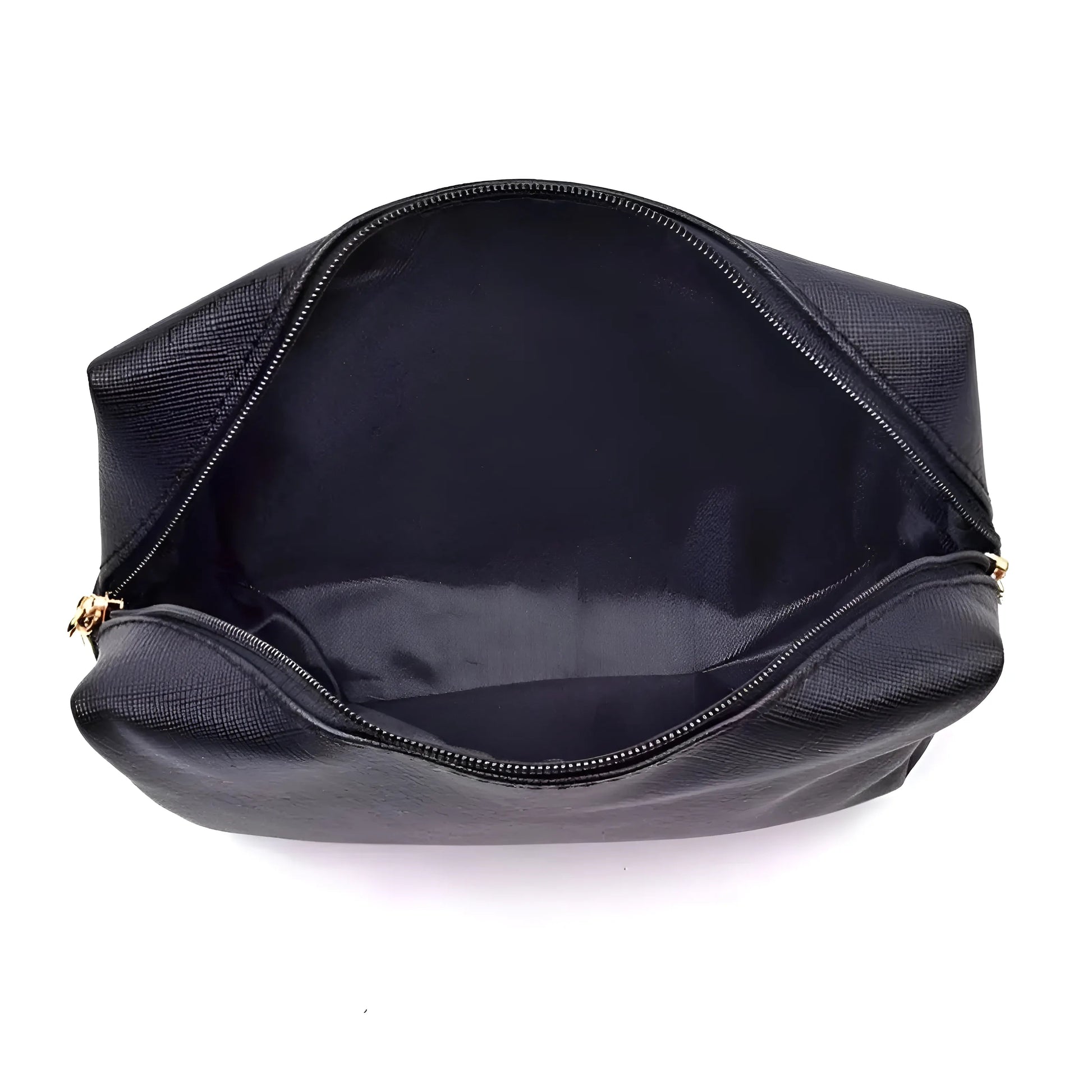 Black Classic Cosmetic Bag with Gold Zippers