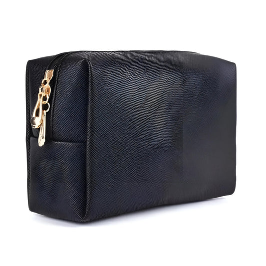 Black Classic Cosmetic Bag with Gold Zippers