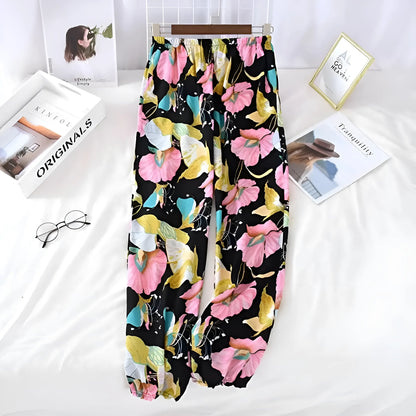 Black Colourful Patterned Pyjama Trousers