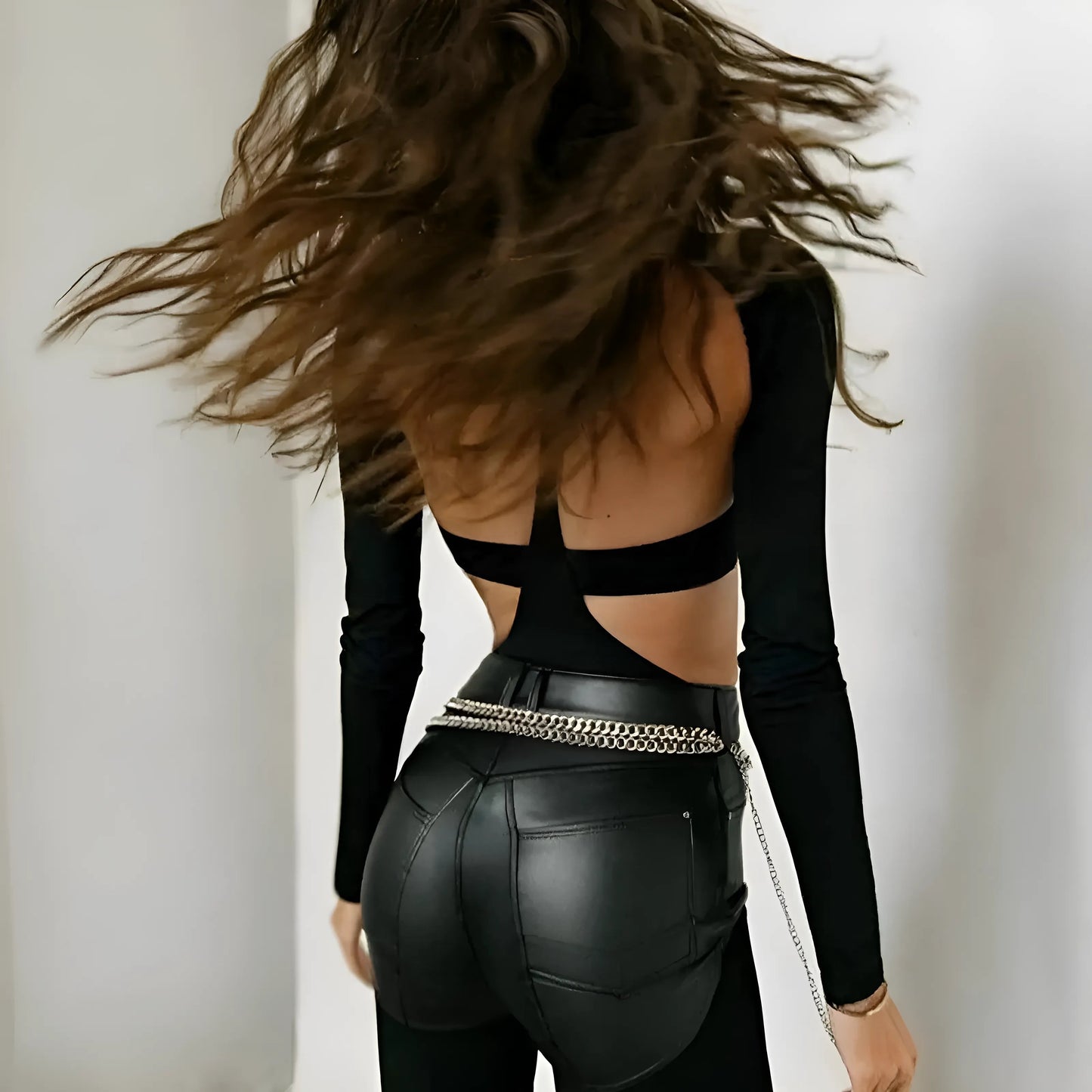  Black Cut-Out Bodysuit