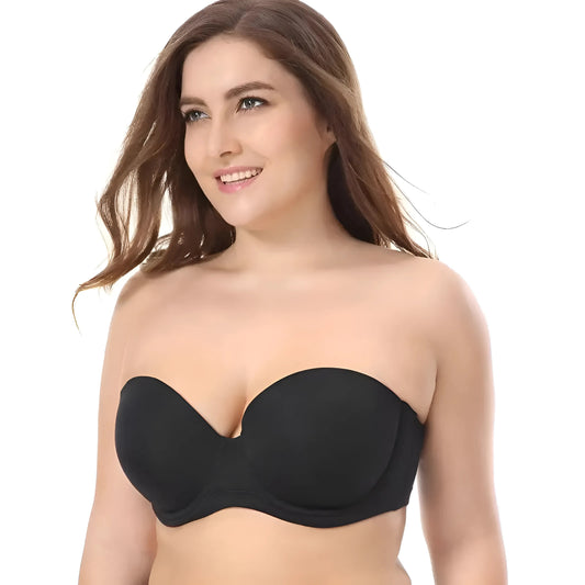 Black Detachable Strap Bra in Plus Sizes