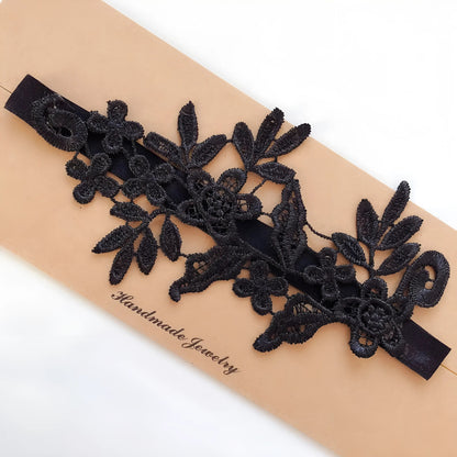 Black Floral Patterned Garter