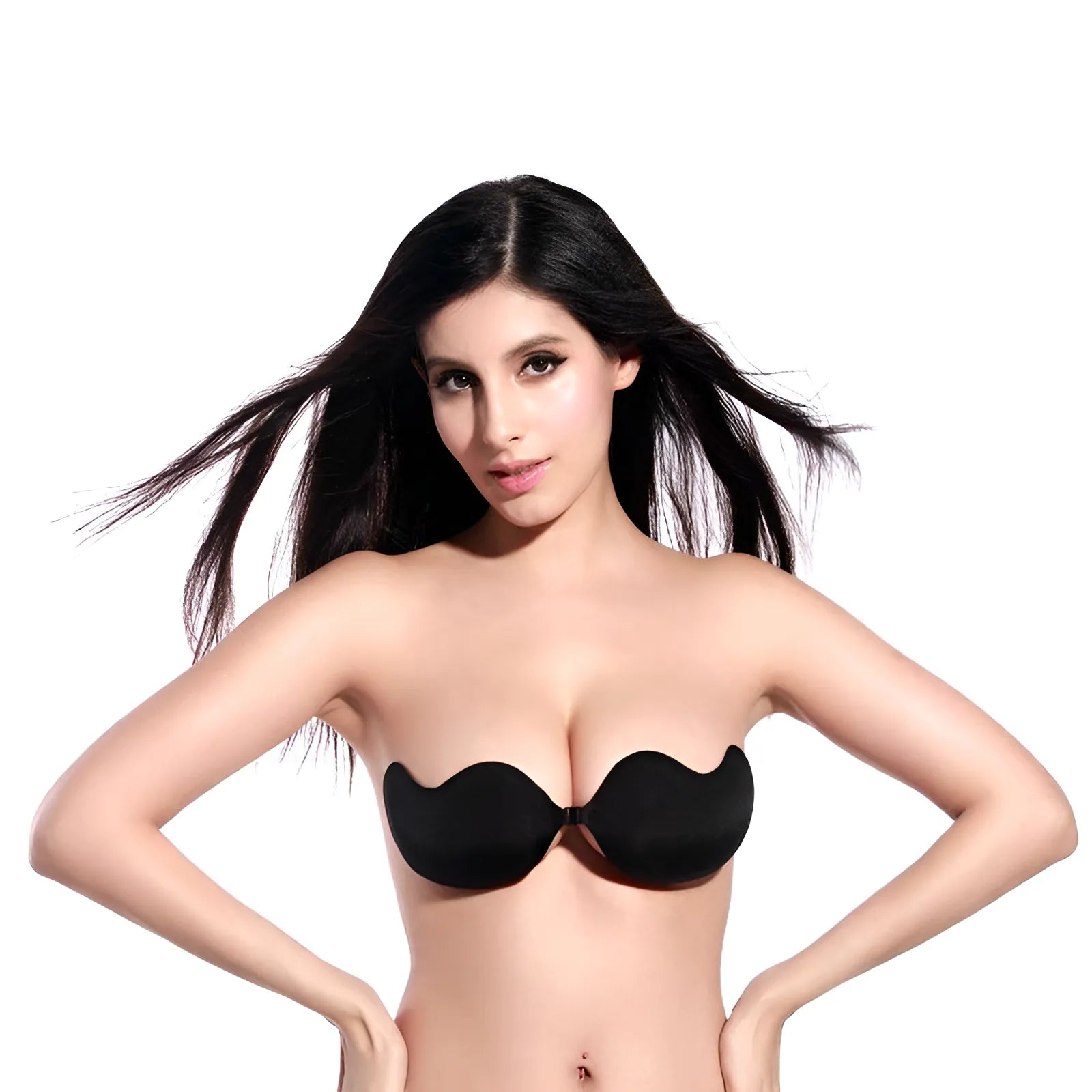 Black Front Fastening Stick on Bra