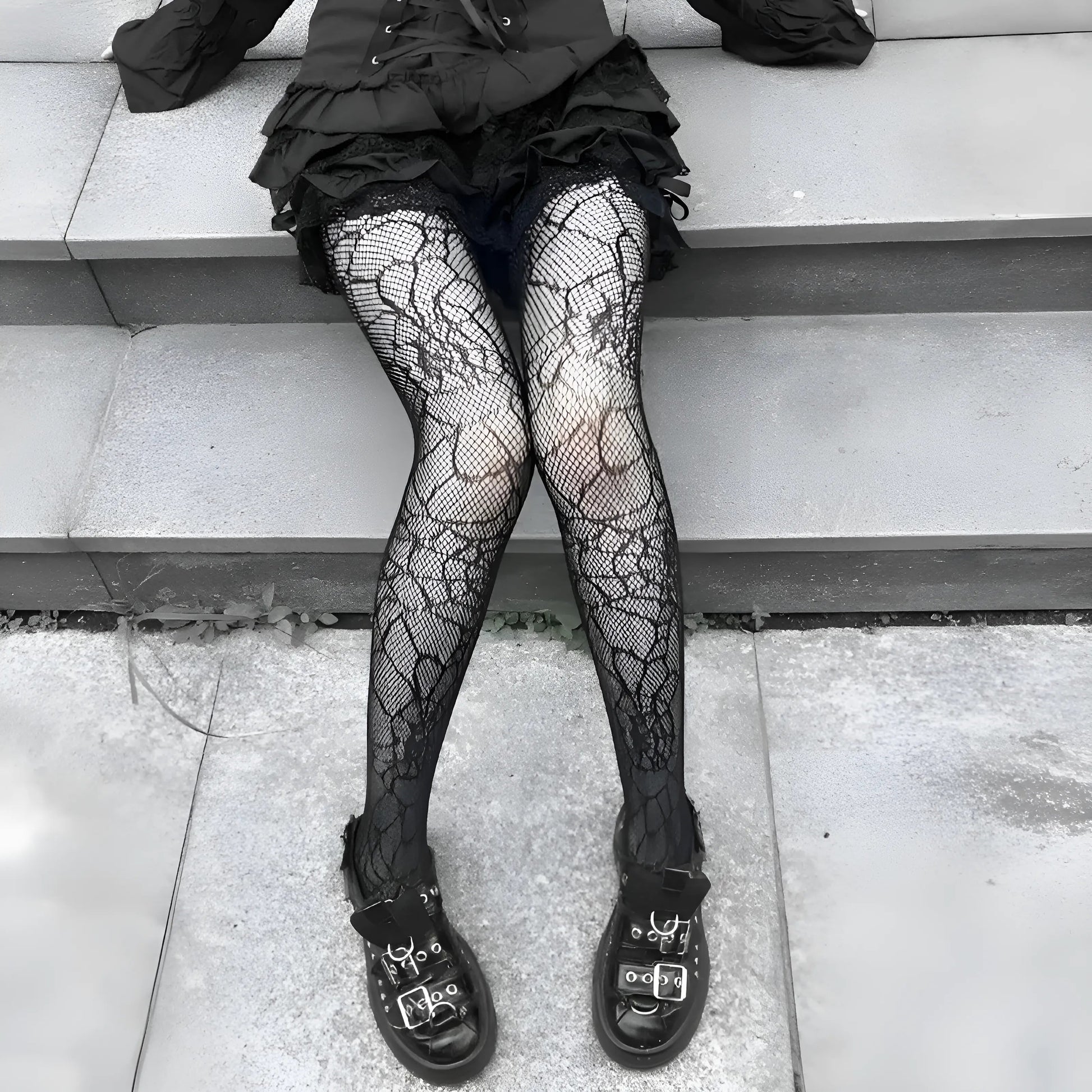 Black Gothic Patterned Women's Tights