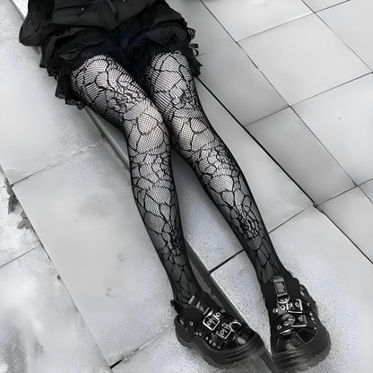 Black Gothic Patterned Women's Tights