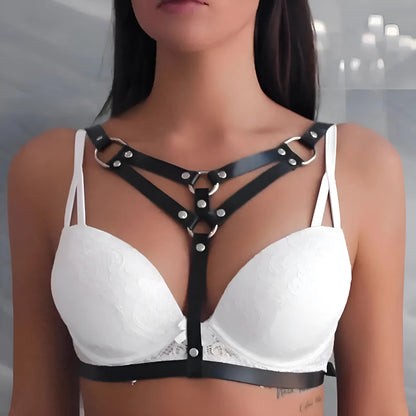 Black Harness Bra