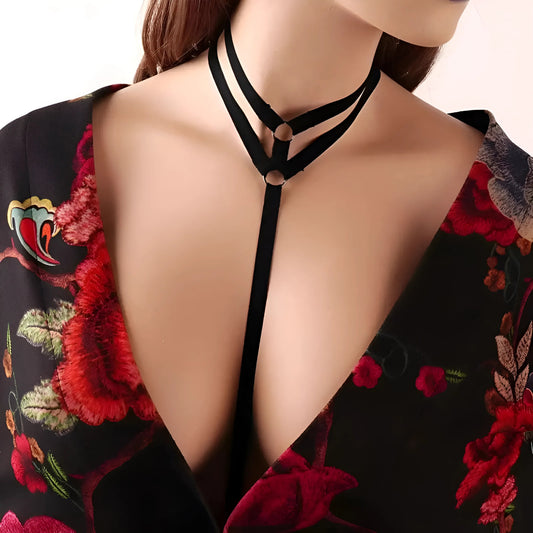 Black Harness Bra with Choker