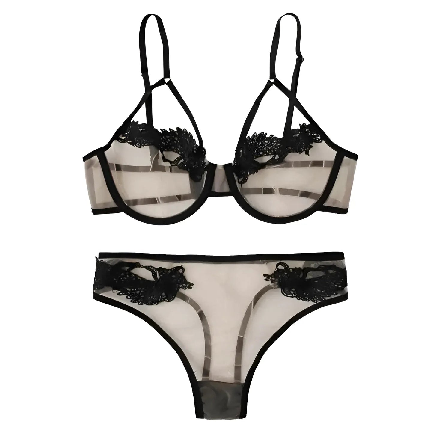 Black Lace and Mesh Lingerie Set