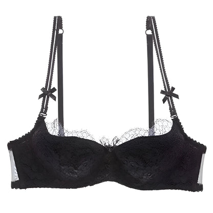 Black Lace Bra with Bows