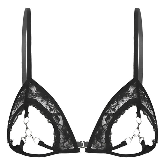 Black Lace Bra with Cut-Out Detail