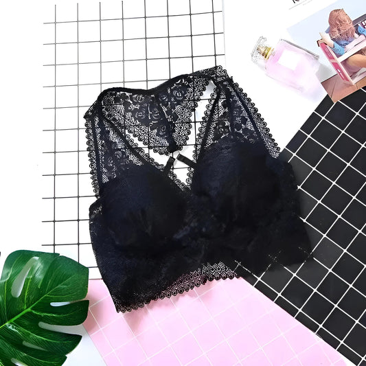 Black Lace Bralette with Built-in Support