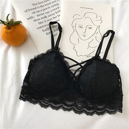 Black Lace Bralette with Low Rise Design