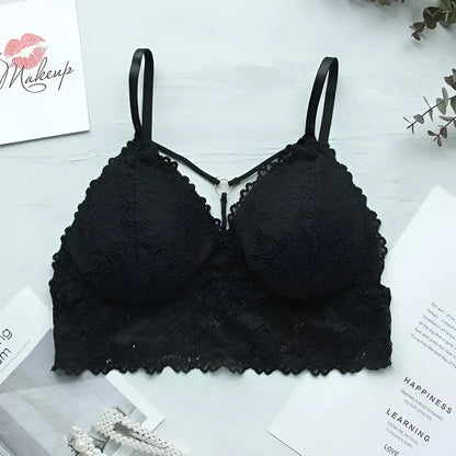 Black Lace Bralette with Straps