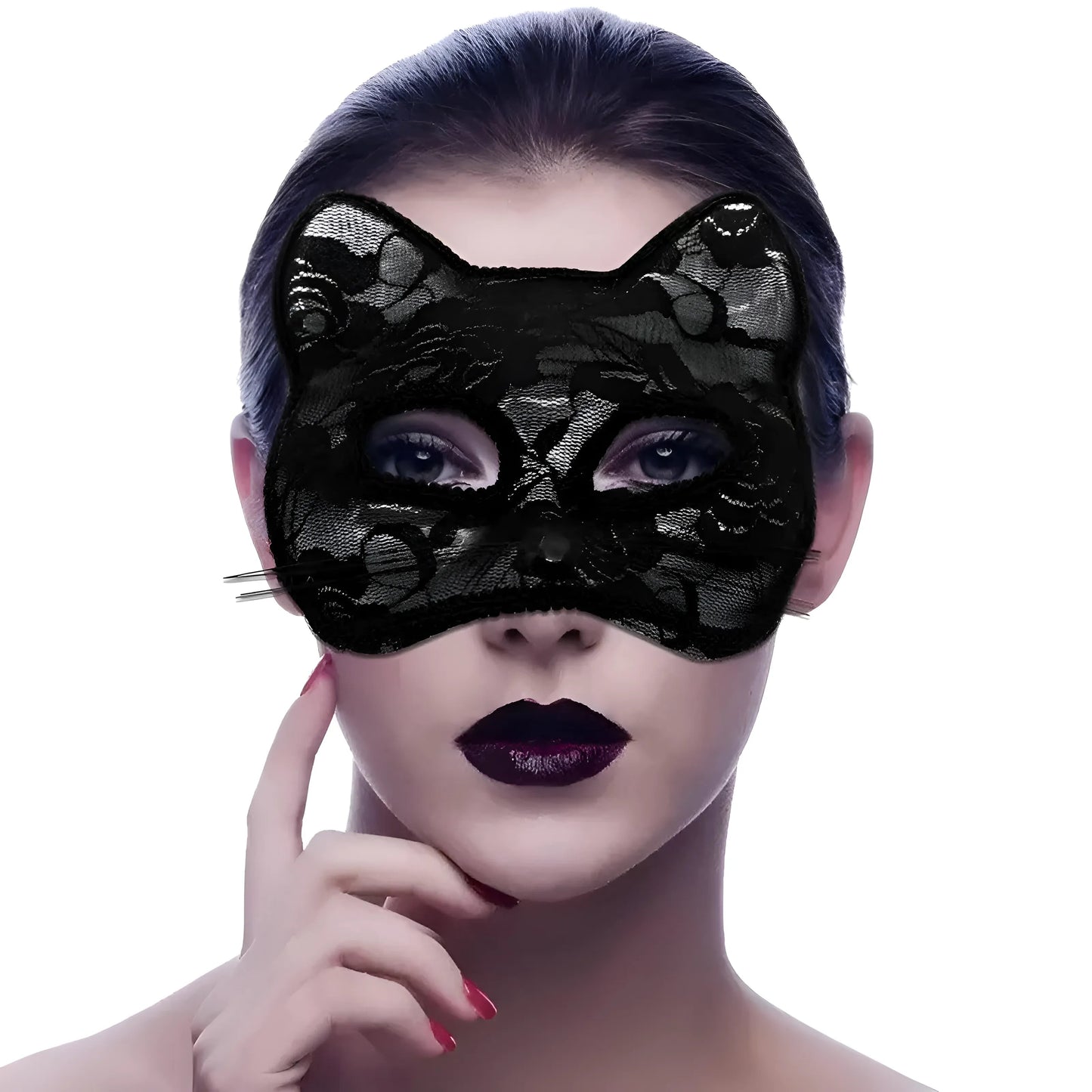 Black Lace Cat Mask