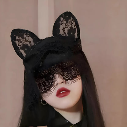 Black Lace Eye Mask with Dropping Design