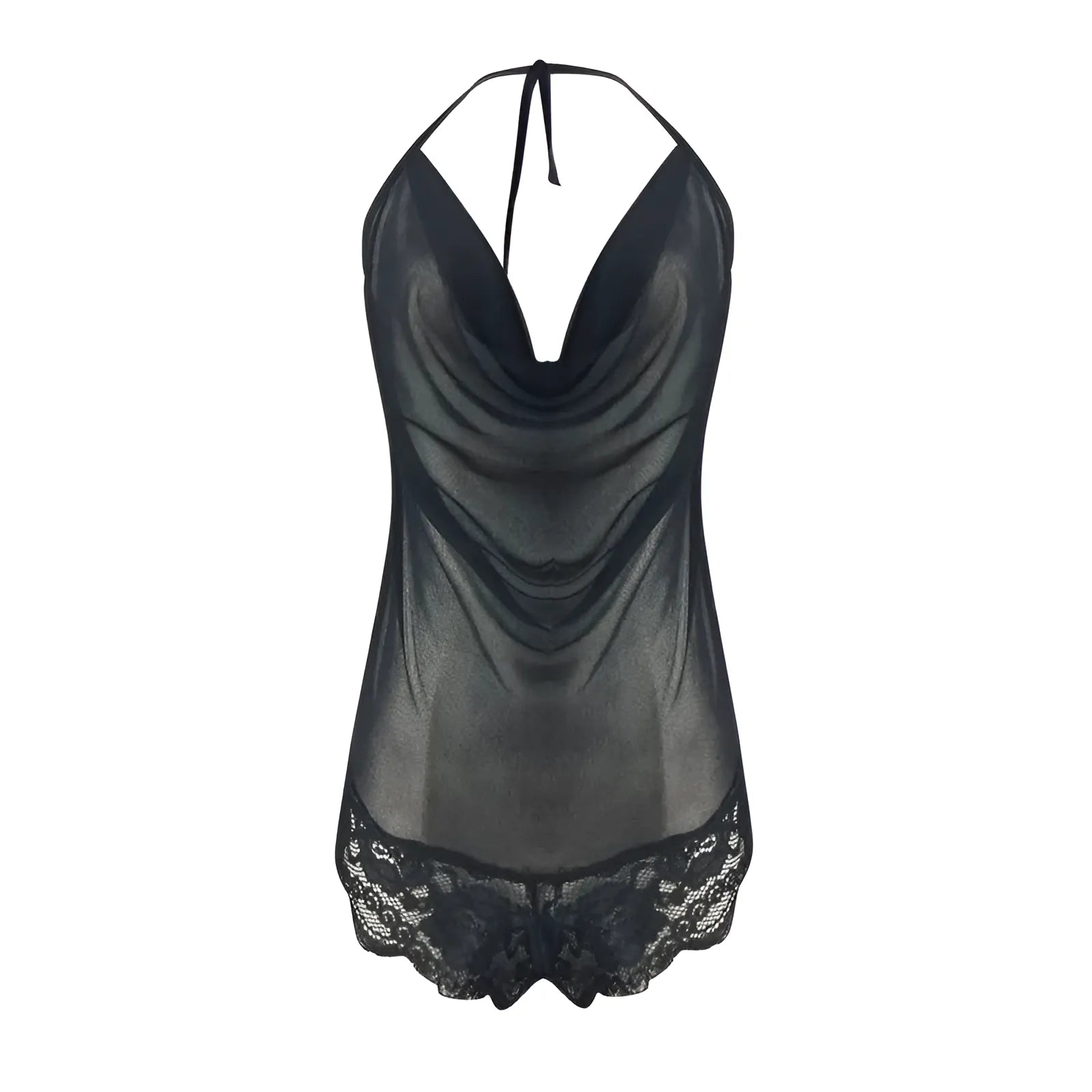 Black Lace-Front Bodysuit