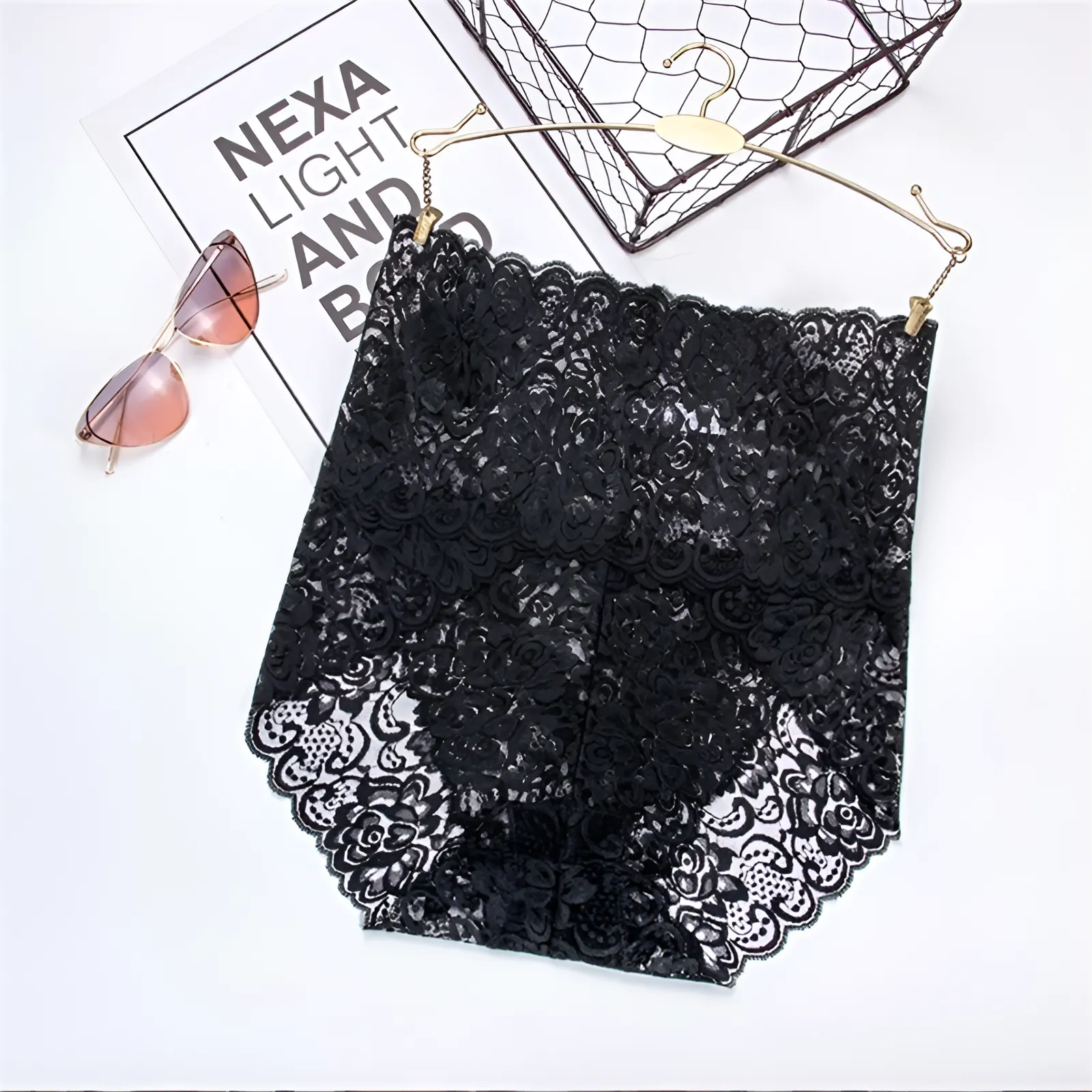 Black Lace High-Waisted Knickers