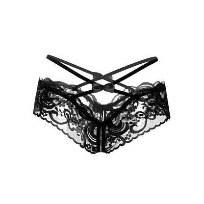 Black Lace Knickers with Decorative Straps